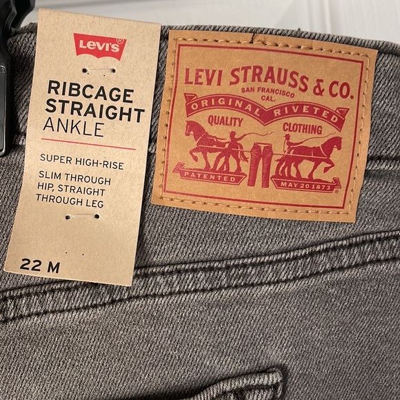 Levi’s NWT Ribcage Ankle Straight Jeans Plus Sz 22 Cosmic Chatter Gray High-Rise - Picture 11 of 11